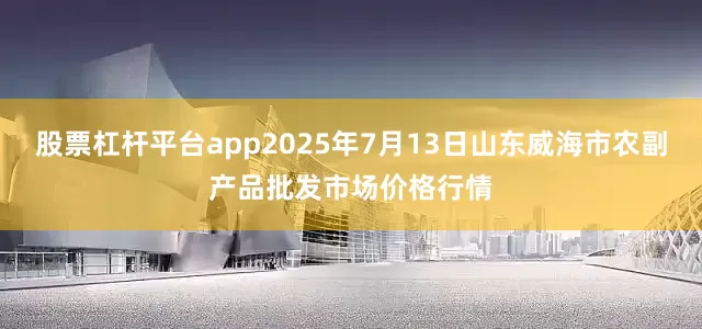 股票杠杆平台app2025年7月13日山东威海市农副产品批发市场价格行情