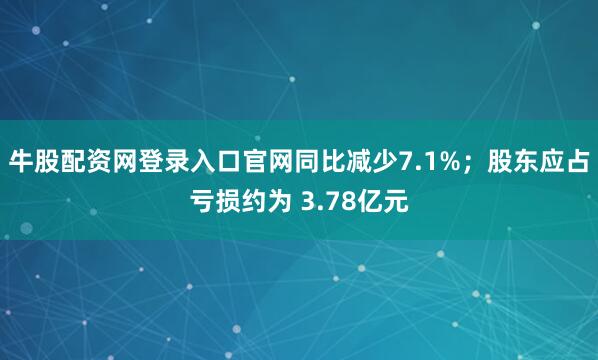 牛股配资网登录入口官网同比减少7.1%；股东应占亏损约为 3.78亿元